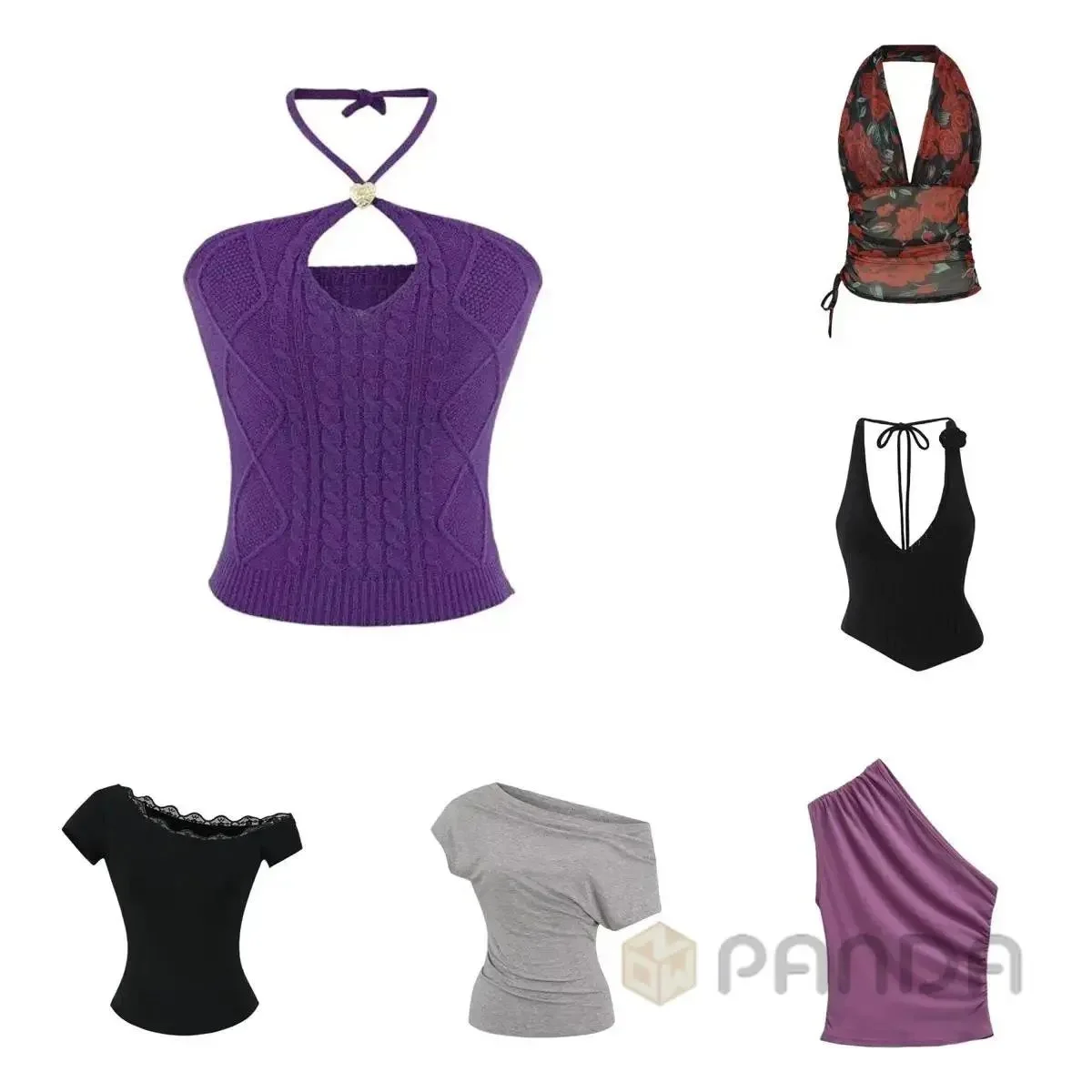 Hollowed-out backless halter top