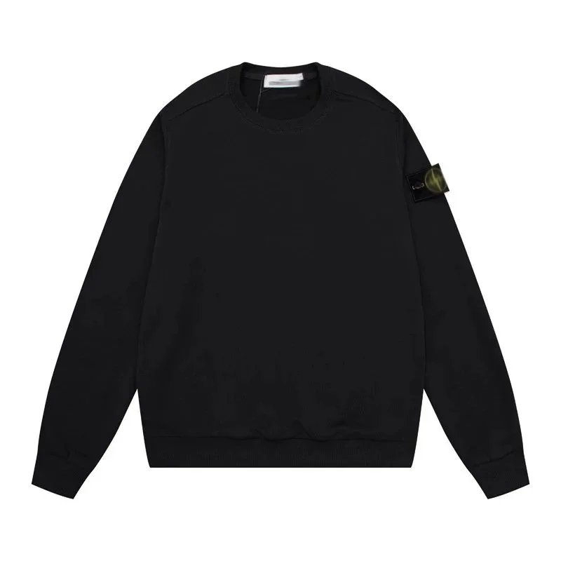Classic Stone Pure Solid Round Neck Embroidered Badge Long Sleeve Hoodie Unisex Couple Accurate Edition (No returns or exchanges for non-quality issues)