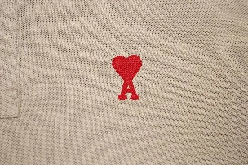 Ami Paris Classic Polo Black with Red Heart Logo Polo - 11