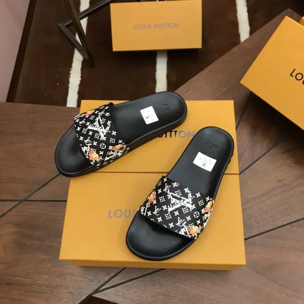 Louis Vuitton Monogram Denim Slide Sandals Navy Slippers - 2
