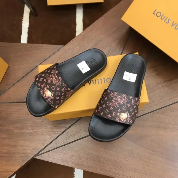 Louis Vuitton Monogram Denim Slide Sandals Navy Slippers - 6