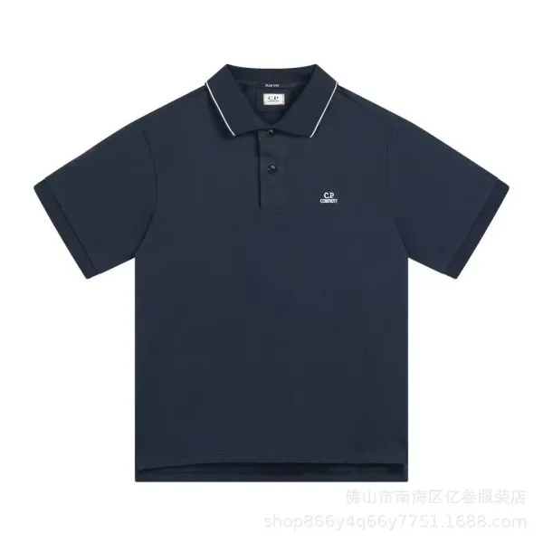 C.P. Company Slim Fit Navy Polo with White Trim Polo Shirt - 1