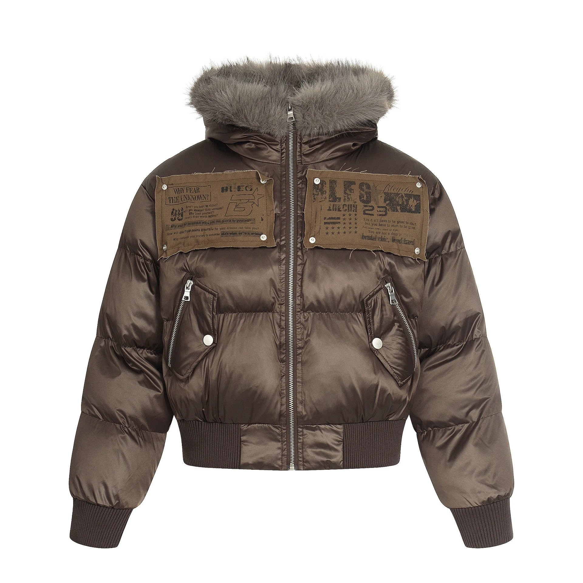 Blumarine Cropped Hooded Down Jacket
