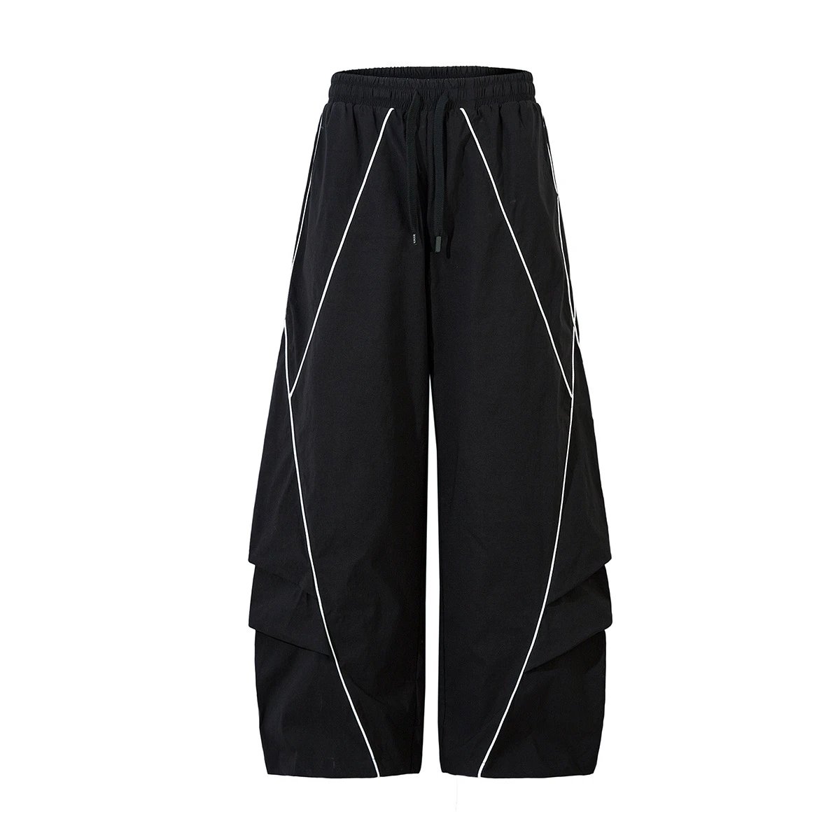 Men's Streetwear Cargo Pants Techwear Curved Blade Joggers Tactical Paratrooper Casual Trousers with Piping Design