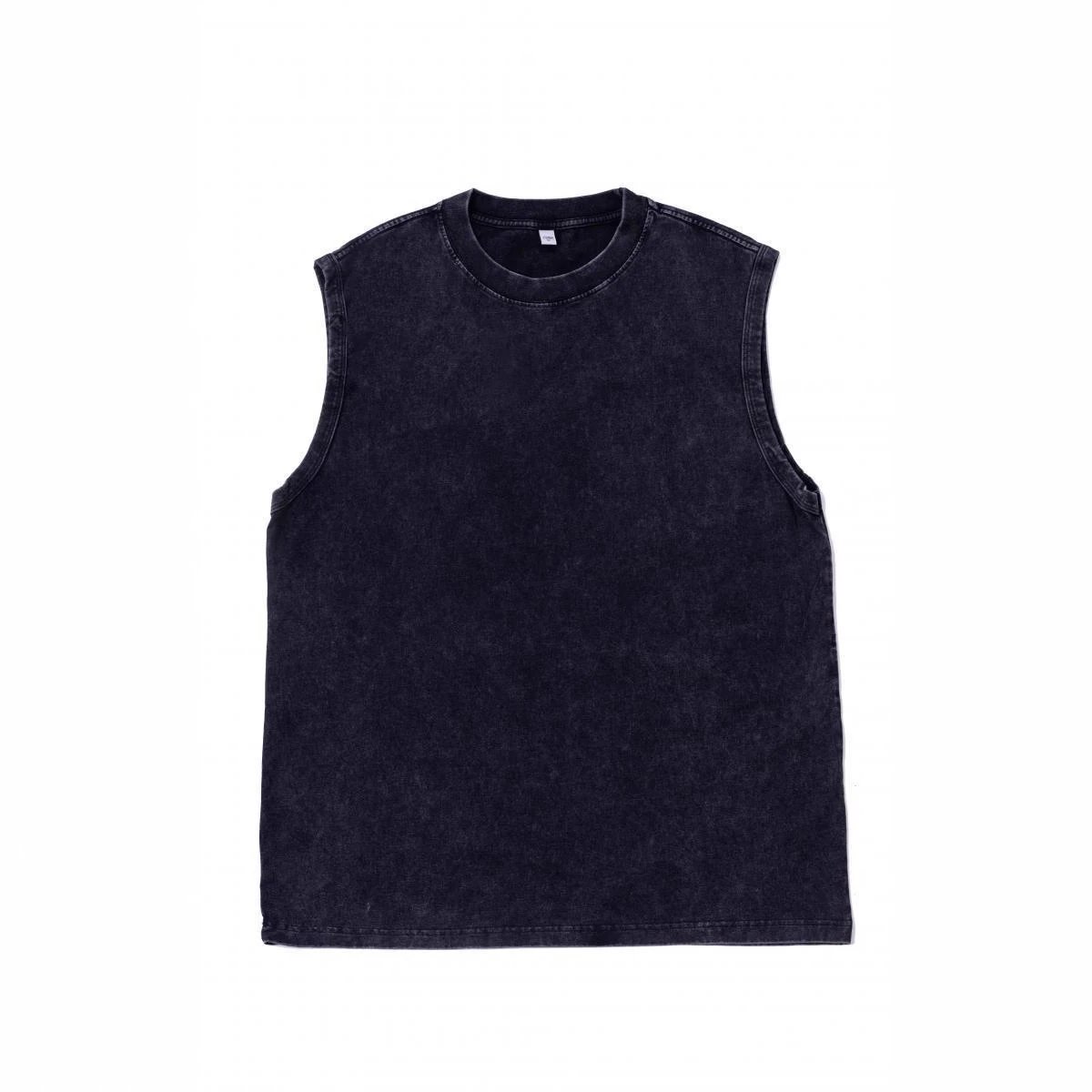 230G washed water distressed pure cotton vest loose casual shirt solid color basic style loose men's and women's sleeveless vest