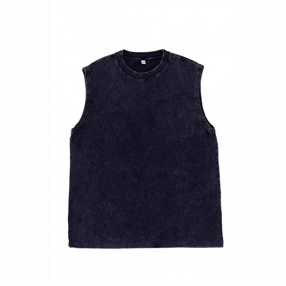 230G washed water distressed pure cotton vest loose casual shirt solid color basic style loose men's and women's sleeveless vest