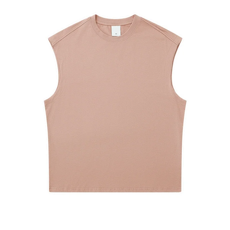 Nude pink basic wide-shouldered sleeveless vest