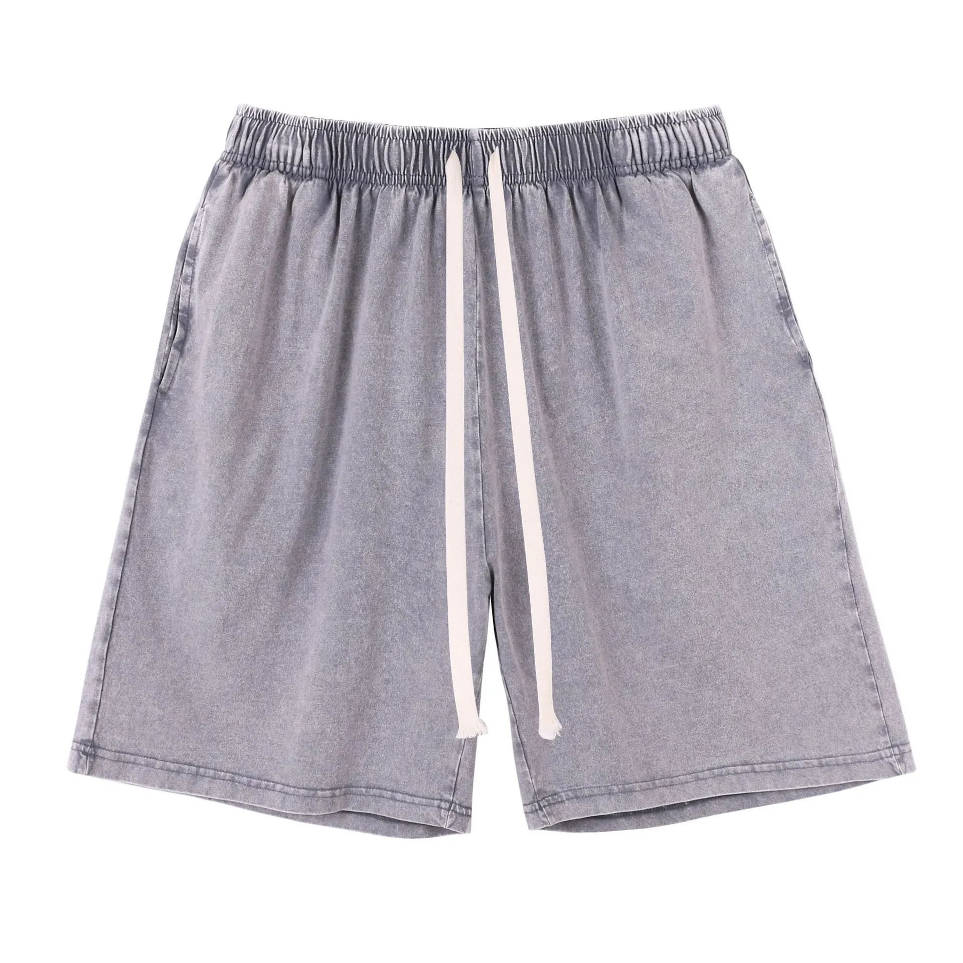 Foreign trade European size washed and worn shorts 250G pure cotton trendy brand retro five quarter pants men's summer casual shorts