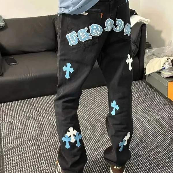 Chrome Hearts Cross Embroidered Black Jeans - 3