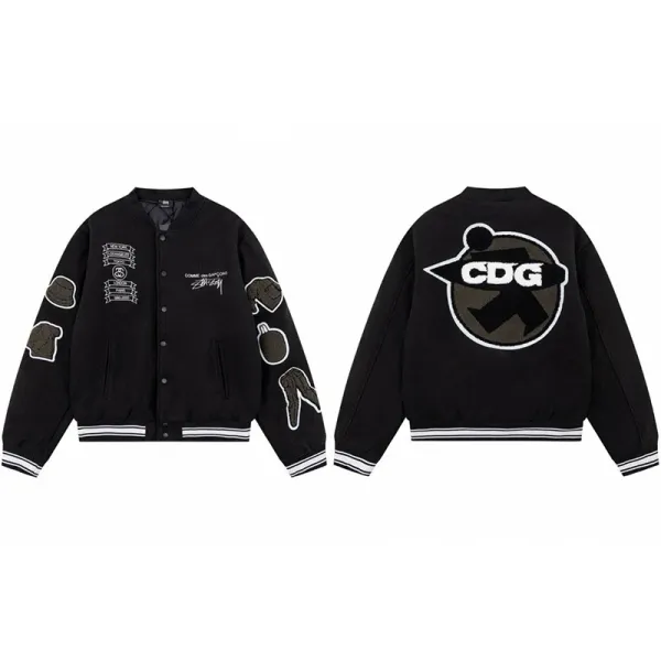 Comme des Garçons x Stüssy Varsity Jacket Black Outerwear - 1