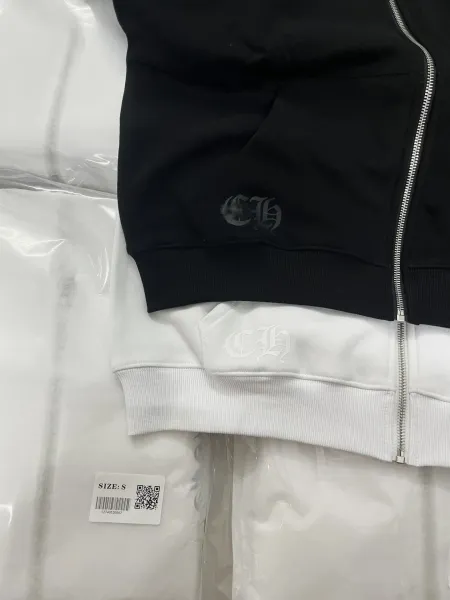 Chrome Hearts x Givenchy Zip-Up Hoodie Black with Blue Gothic Script - 7