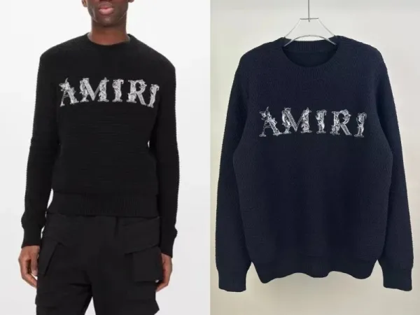 Amiri Lace-Embellished Arch Logo Cream Sweater - 3