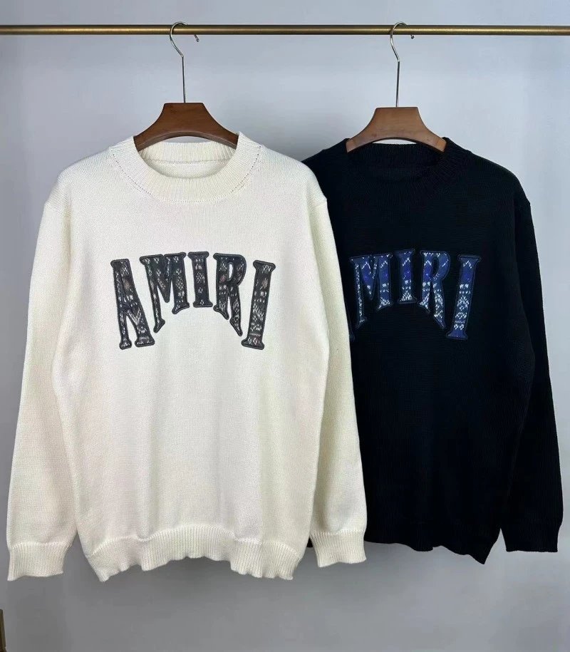 Amiri Lace-Embellished Arch Logo Cream Sweater - 24