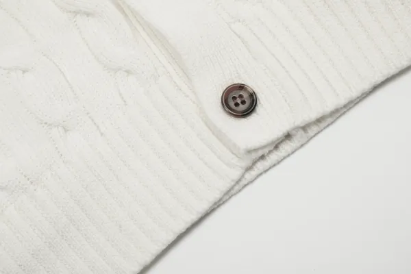Ralph Lauren Cable Knit Cardigan White Sweater - 10