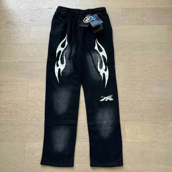 Records Star Flame Print Tie-Dye Sweatpants - 51