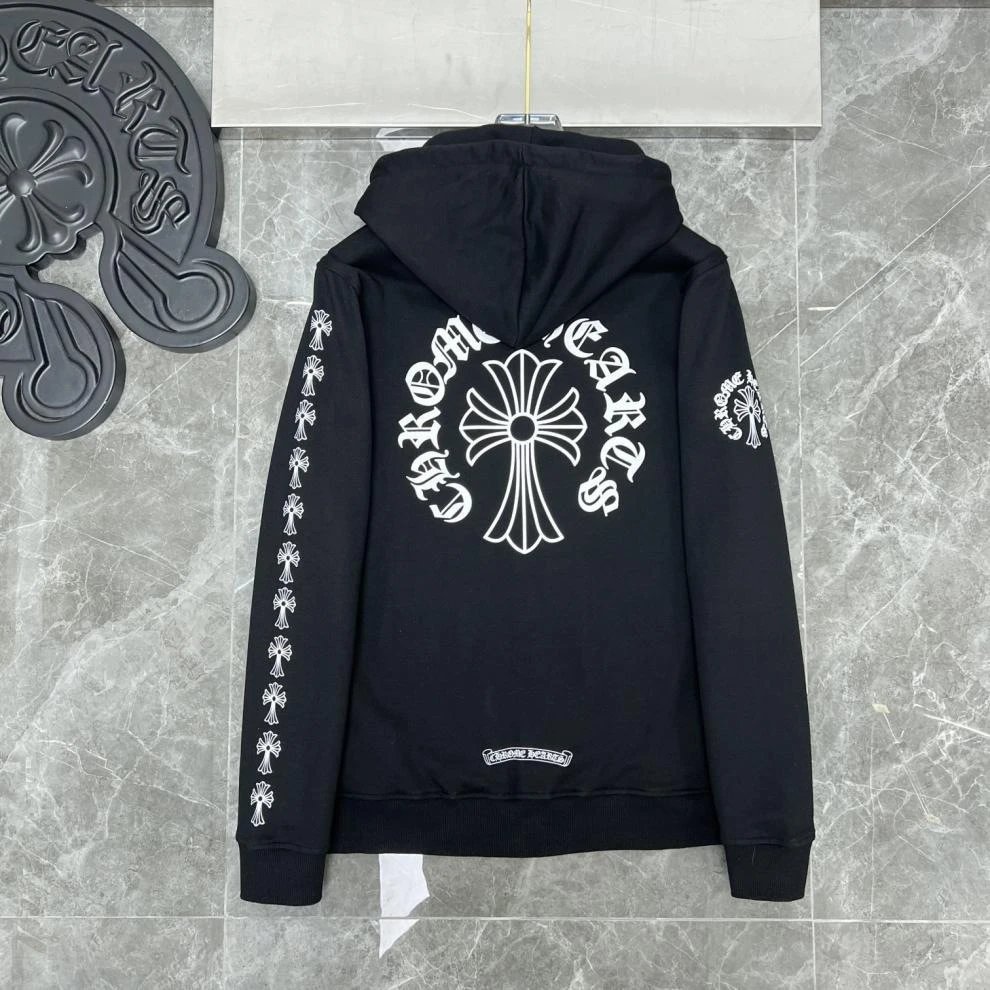 Chrome Hearts White Cross-Embroidered Zip-Up Hoodie - 25
