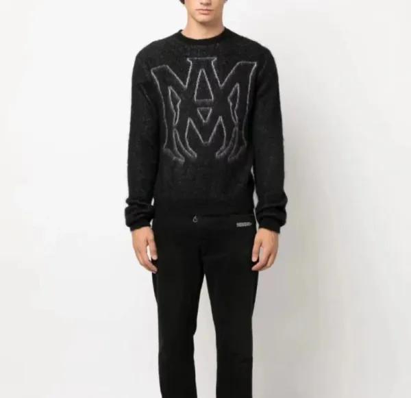 Amiri Lace-Embellished Arch Logo Cream Sweater - 8