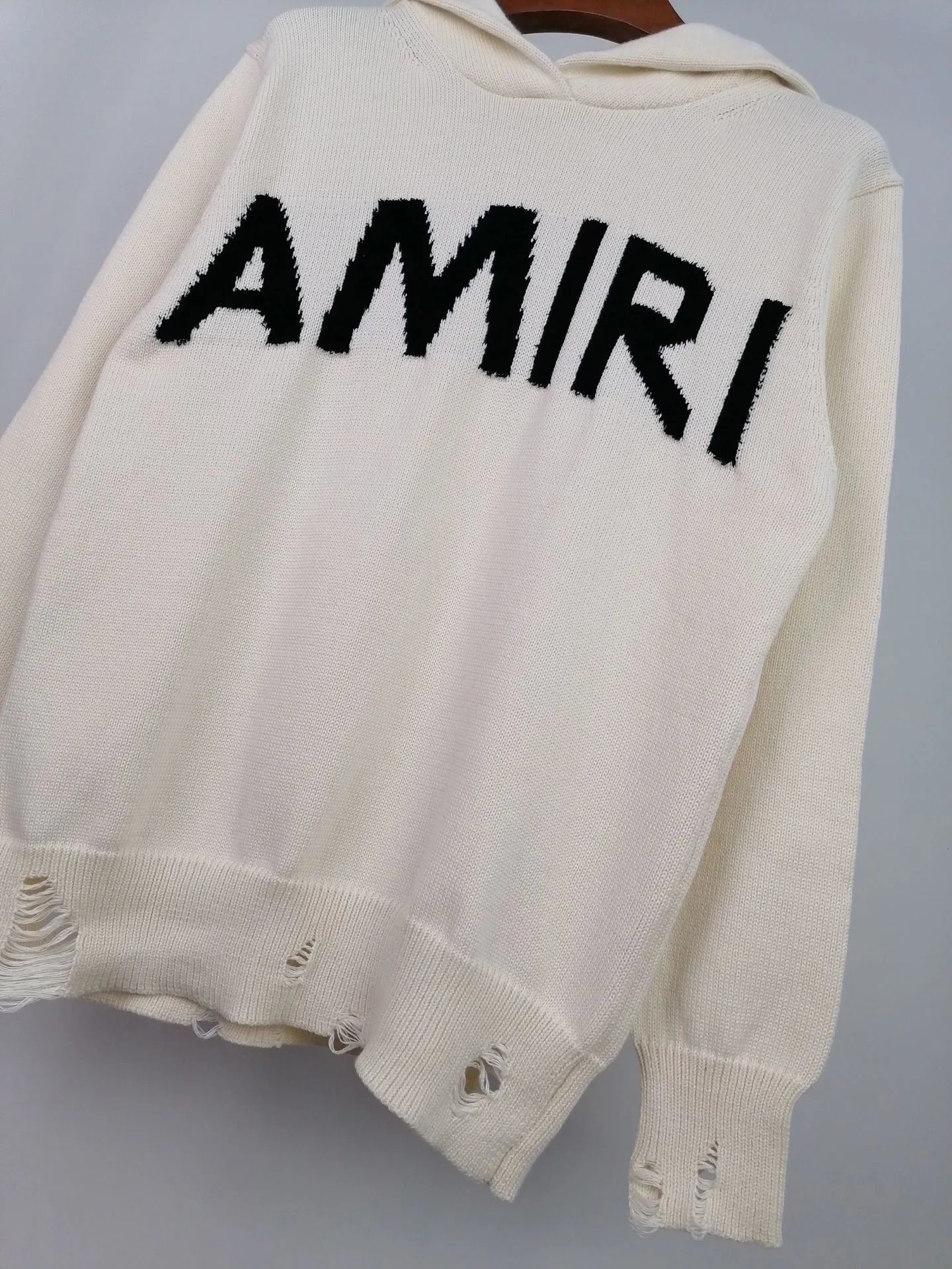 Amiri Lace-Embellished Arch Logo Cream Sweater - 39