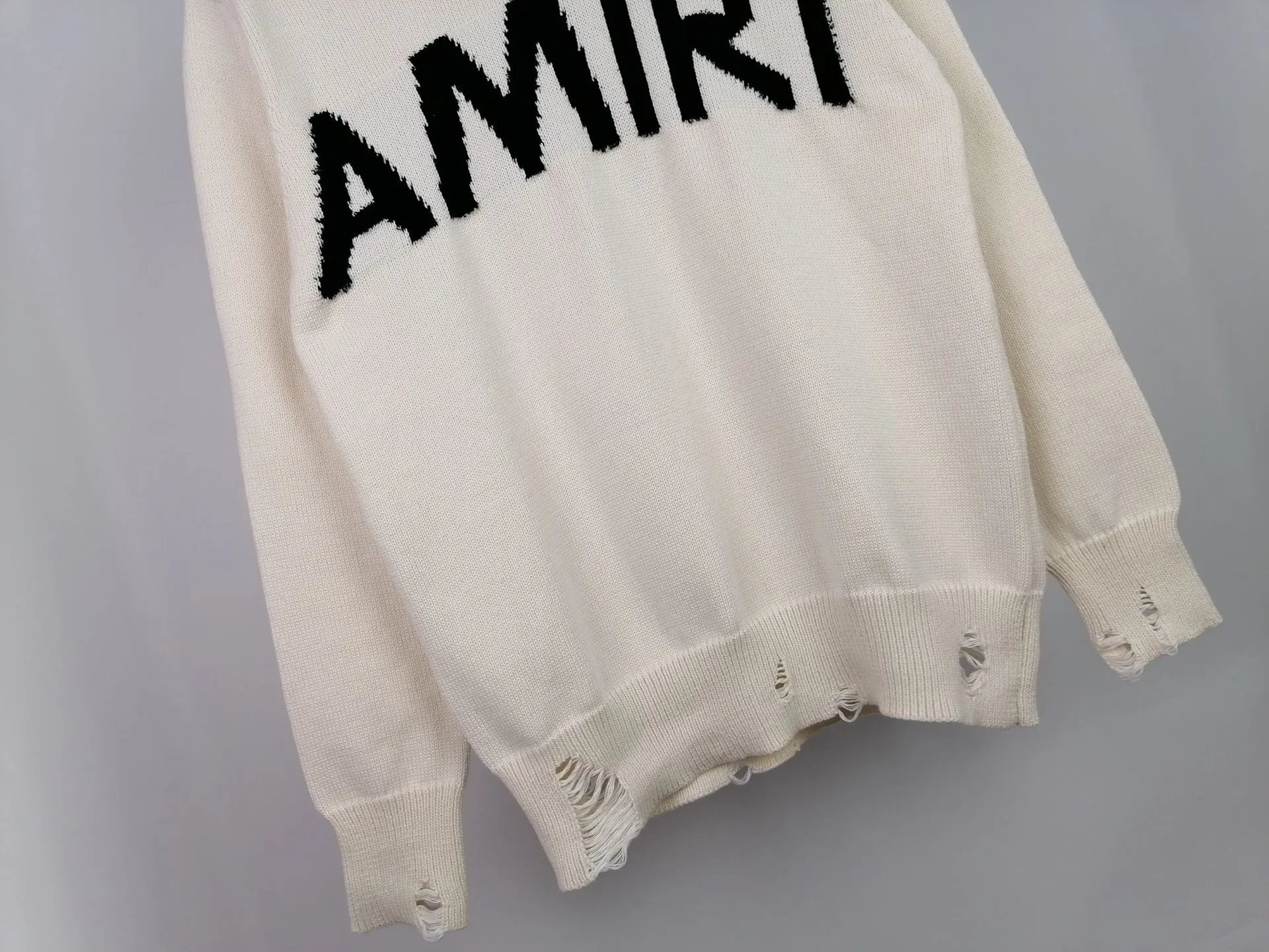 Amiri Lace-Embellished Arch Logo Cream Sweater - 38