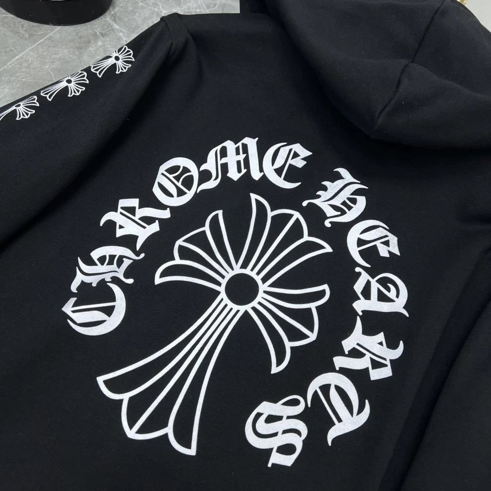 Chrome Hearts White Cross-Embroidered Zip-Up Hoodie - 24
