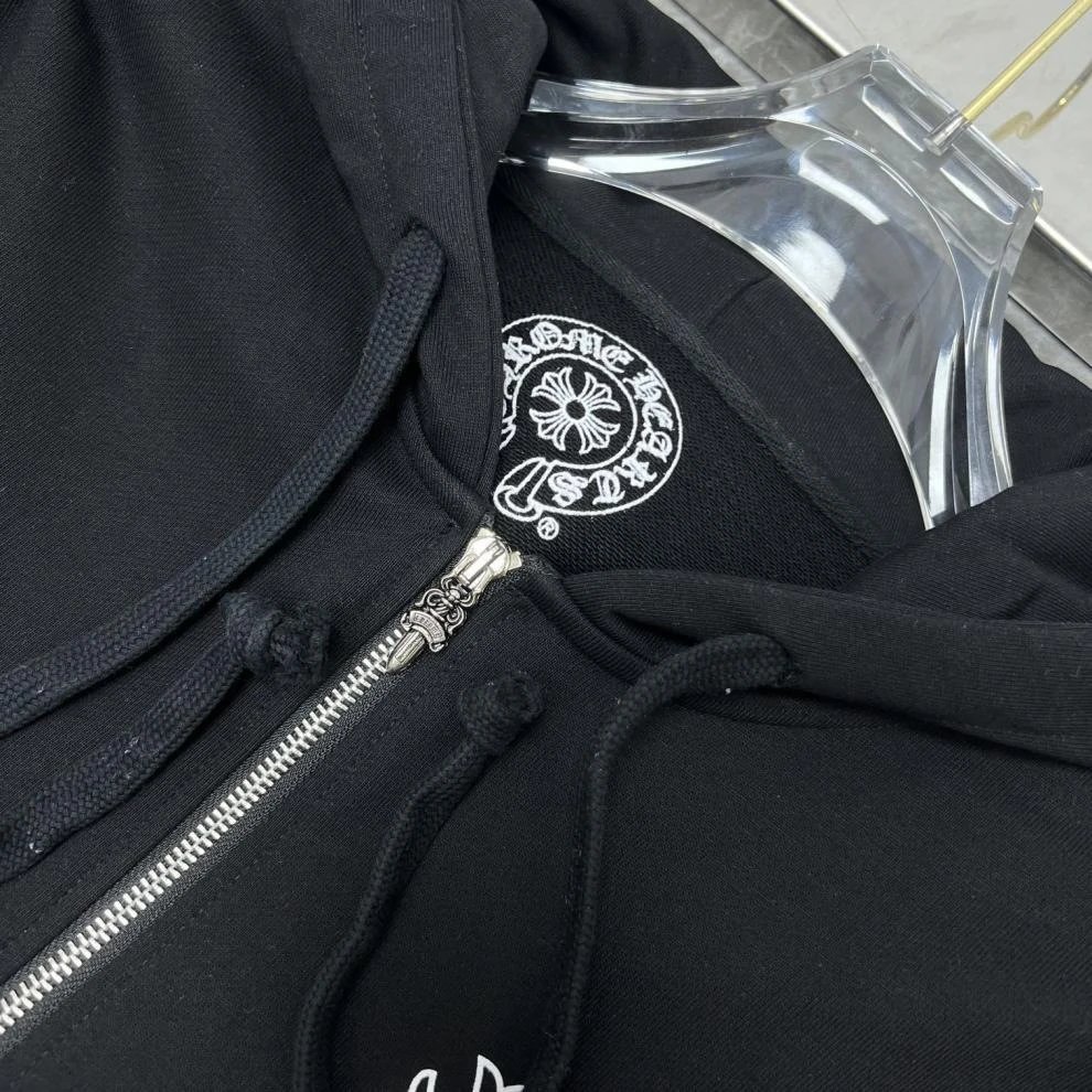 Chrome Hearts White Cross-Embroidered Zip-Up Hoodie - 26