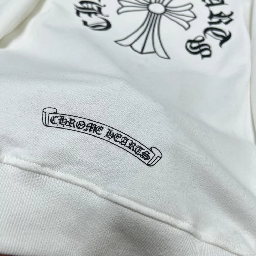 Chrome Hearts White Cross-Embroidered Zip-Up Hoodie - 27