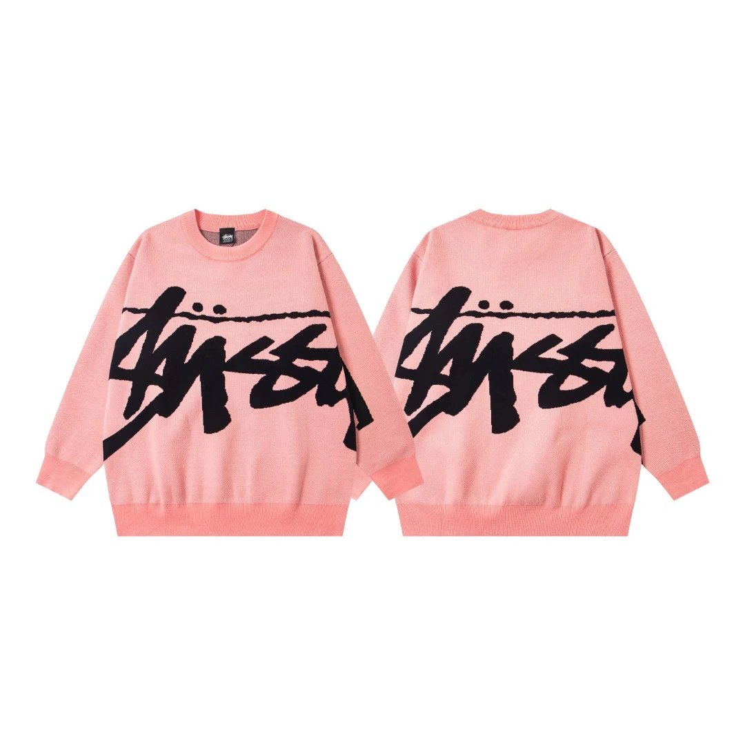 Stüssy Script Logo Knit Sweater Pink - 1