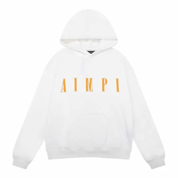 AIMPI Logo Print White Hoodie - 1