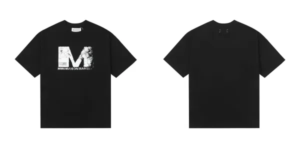 Maison Margiela MM6 Maison Margiela Distressed Logo Black T-Shirt - 1