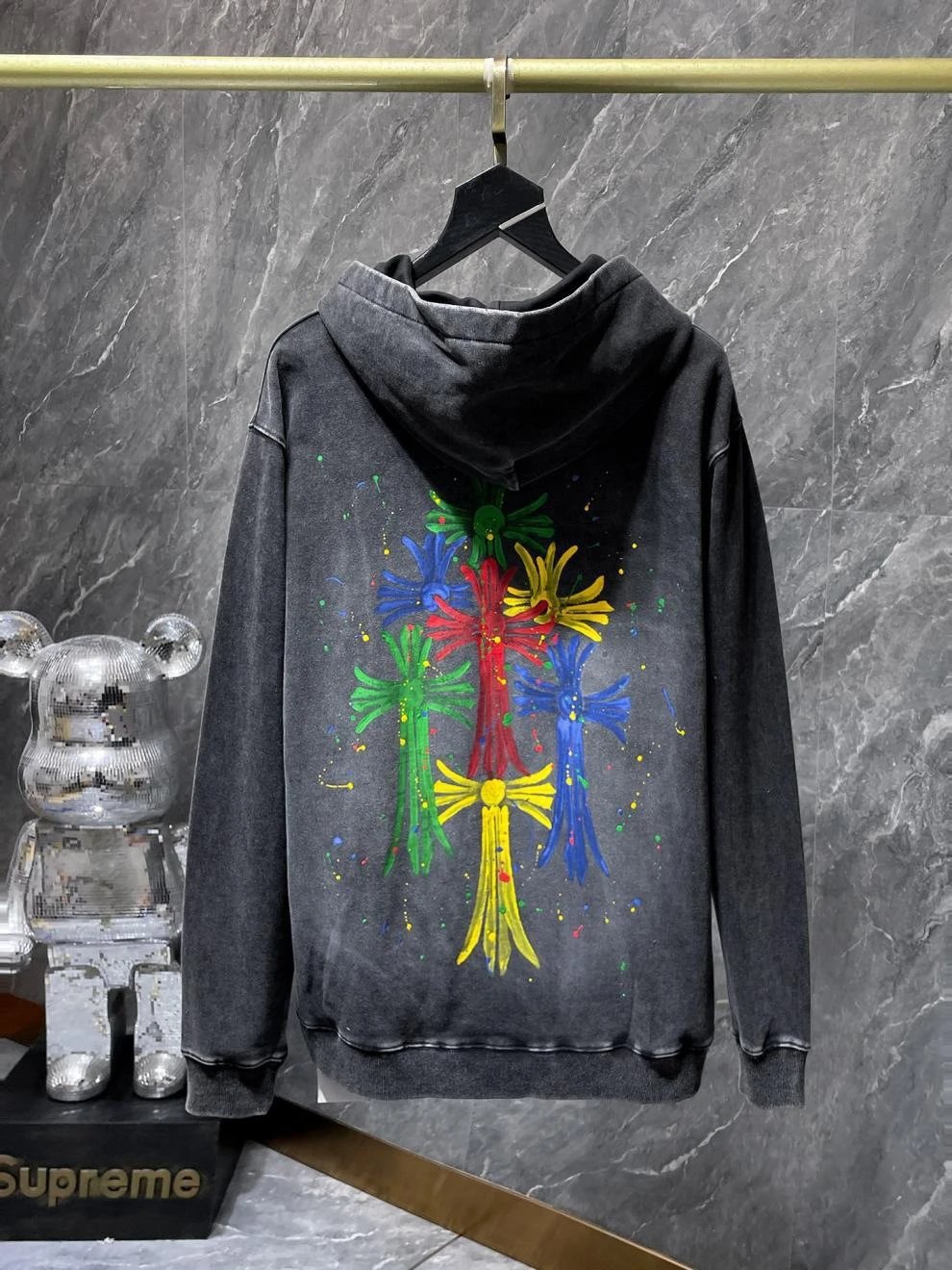 Chrome Hearts White Cross-Embroidered Zip-Up Hoodie - 34