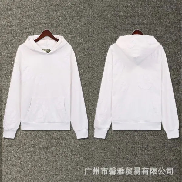 Design Embossed Floral Hoodie White - 1