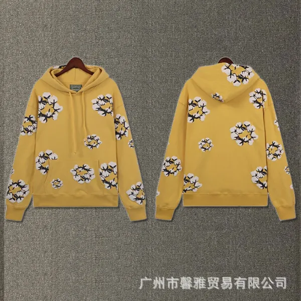 Design Floral Print Yellow Hoodie - 1