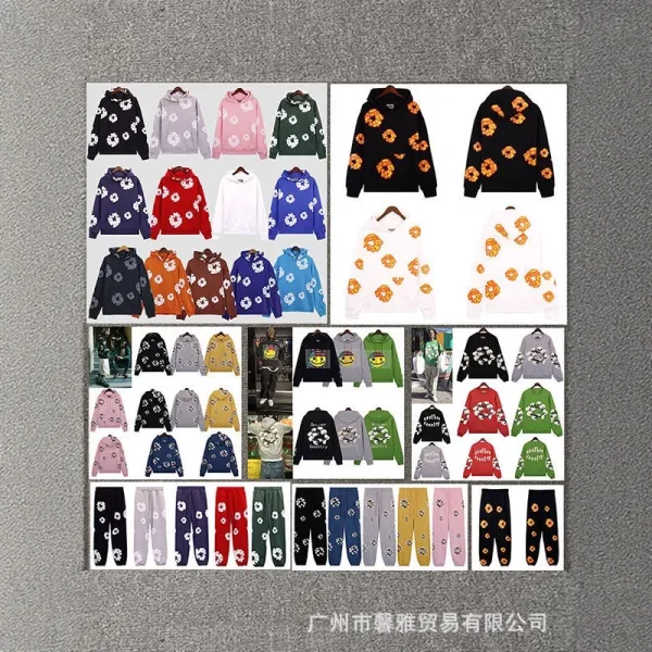 Design Floral Print Hoodie and Sweatpants Set Multicolor Clothing - 1