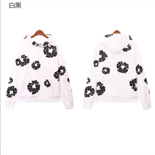 Design Floral Print Hoodie White/Black - 1