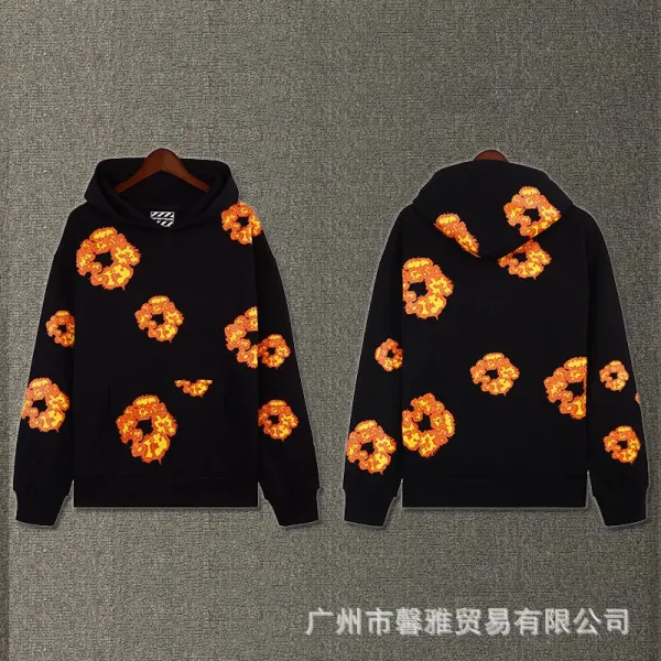 Design Floral Print Purple Hoodie - 23