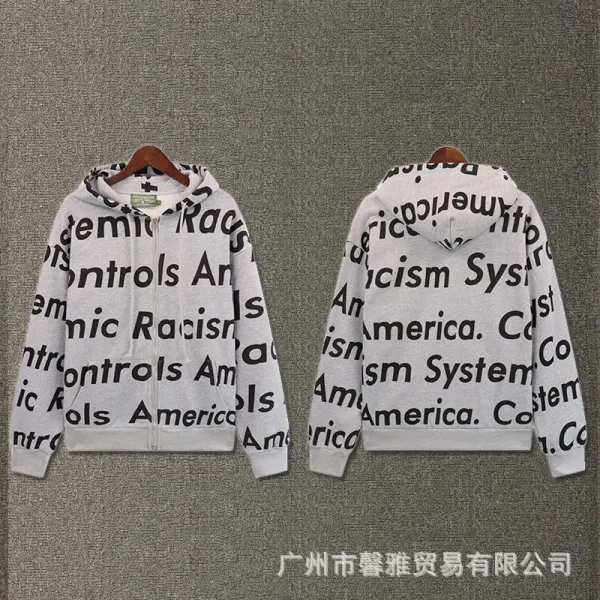 Off-White x Unknown Collaborator 'System America' Print Hoodie Gray - 1