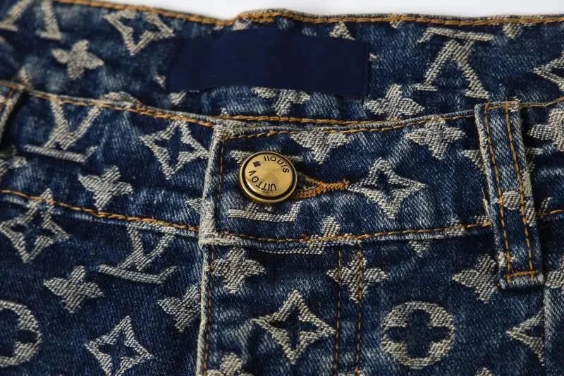 Louis Vuitton Monogram Denim Wide-Leg Jeans Navy - 7