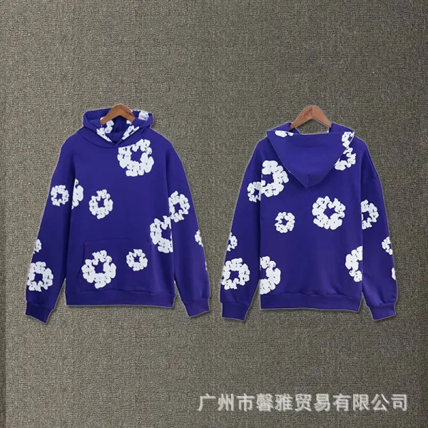 Design Floral Print Purple Hoodie - 1