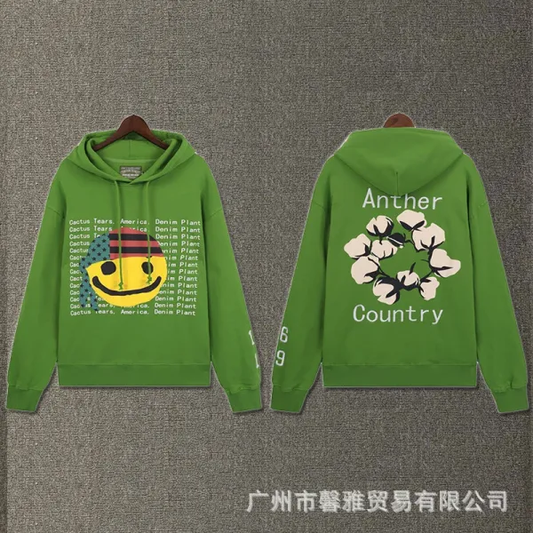 Anther Country Smiley Cactus Print Hoodie Green - 1