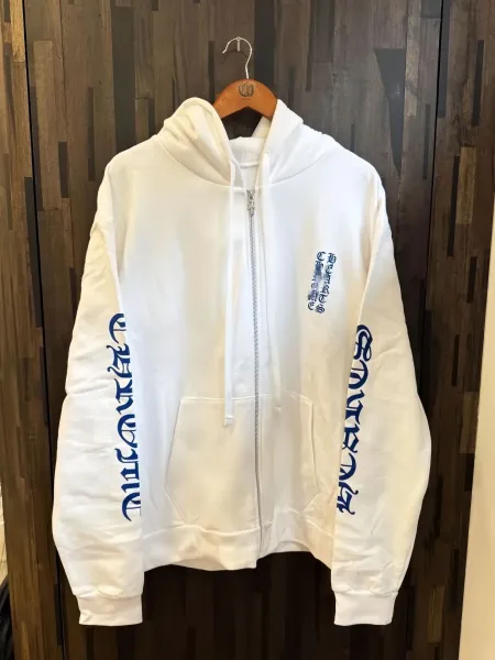 Chrome Hearts x Givenchy Zip-Up Hoodie Black with Blue Gothic Script - 3