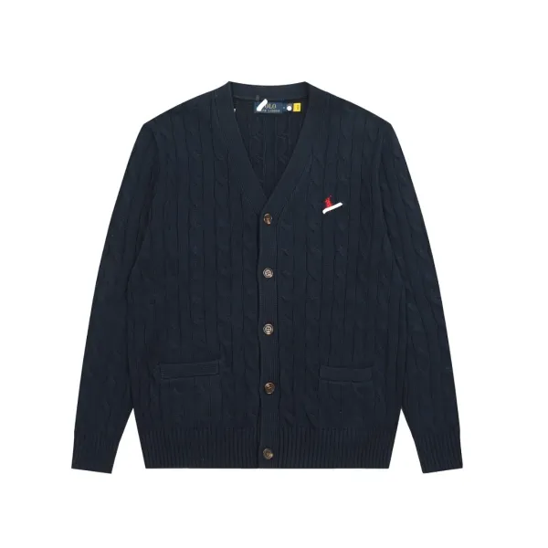Polo Ralph Lauren Cable Knit V-Neck Cardigan Navy - 1
