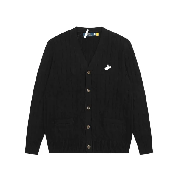 Polo Ralph Lauren Cable Knit Cardigan Black Sweater - 1