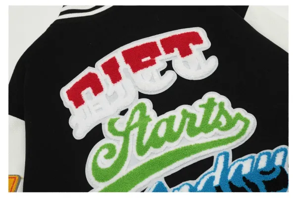 GLFS Diet Starts Monday Varsity Jacket Black/White Multicolor - 10