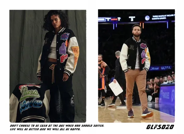 GLFS Diet Starts Monday Varsity Jacket Black/White Multicolor - 8