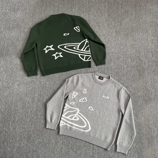 Broken Planet Knitwear Jacquard graphic crewneck sweater product detail image 9