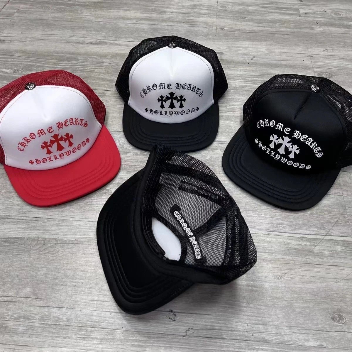 Chrome Hearts Hats Mesh Trucker Cap with Cross Motif Print image 3