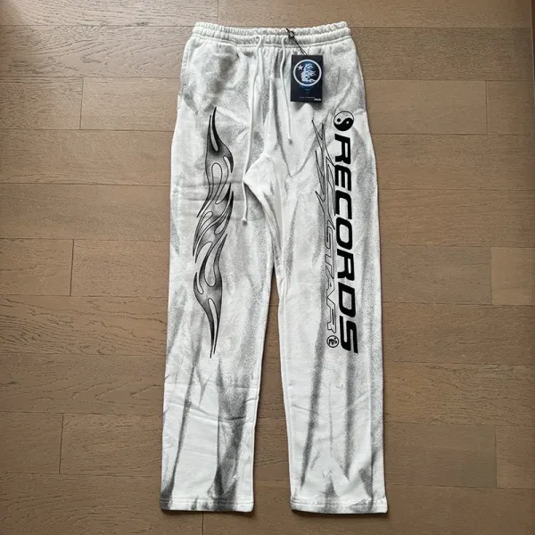 Records Star Flame Print Tie-Dye Sweatpants - 1