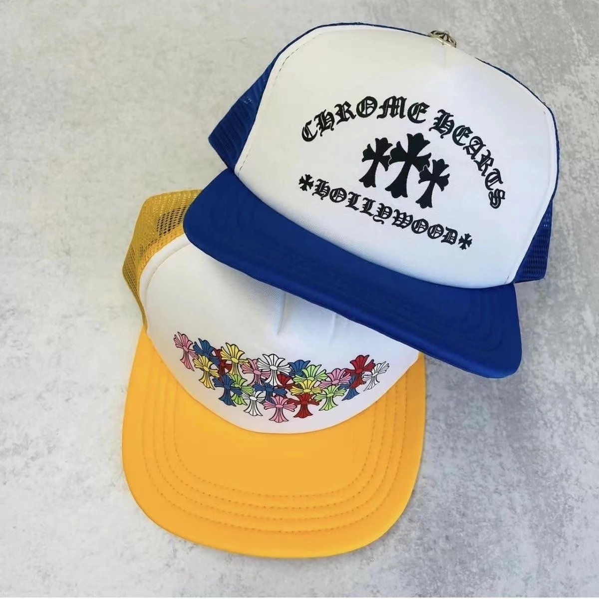 Chrome Hearts Hats Mesh Trucker Cap with Cross Motif Print image 4