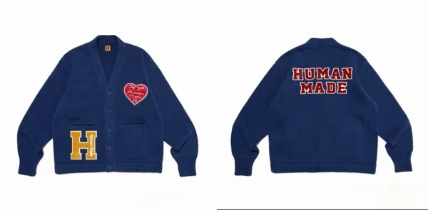 Human Made Heart Patch Cardigan Navy Blue Cardigan - 1