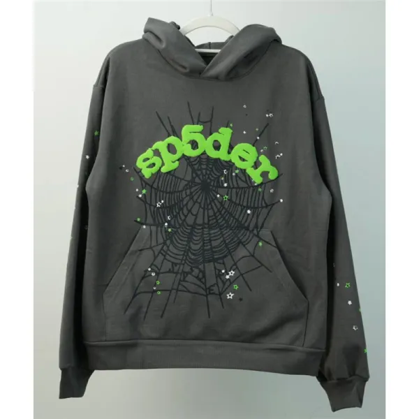Spider Web Graphic Hoodie Gray - 1
